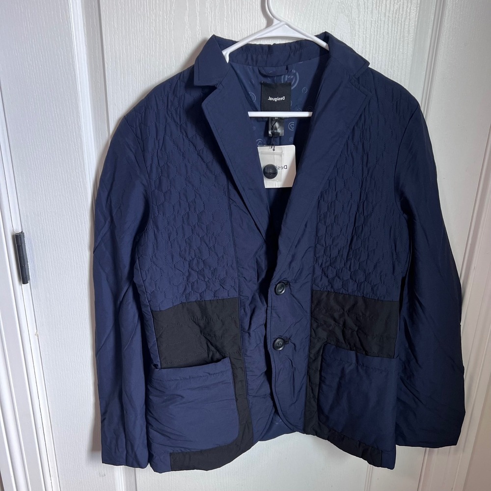 Desigual Adler Navy Quilted Hybrid Blazer Jacket Men's Size Medium NWT